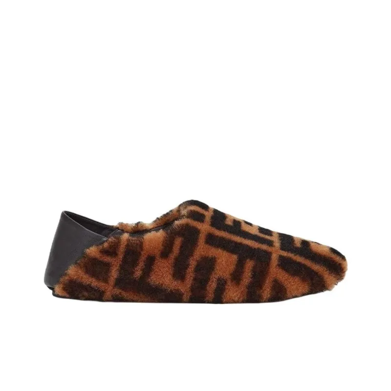FENDI Shearling Slipper 'FF Logo - Brown'-1