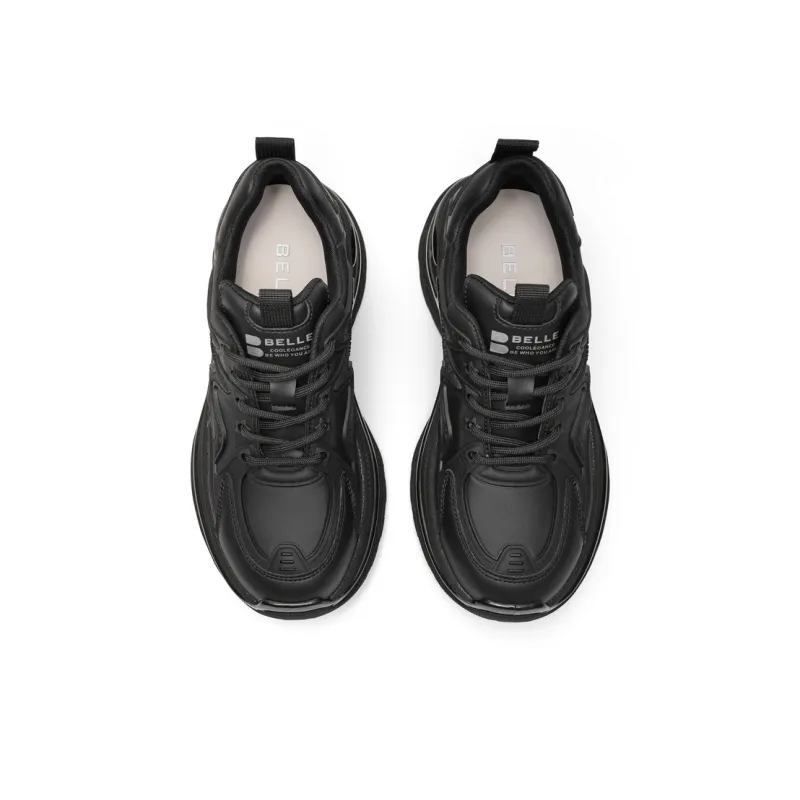 BELLE Anti Slip Wear Resistant Low Top Chunky Sneakers Women's Beige, Black-2