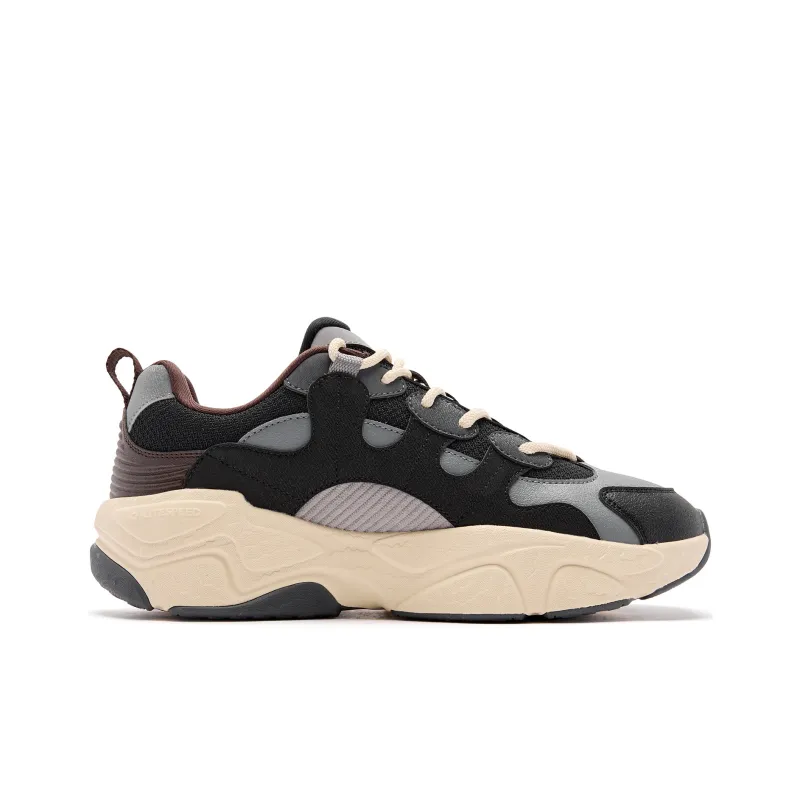 QIAODAN Wilder Coverage Height Increasing Abrasion Resistant Slip Resistant Low Top Casual Shoes Men's Black Gray-1