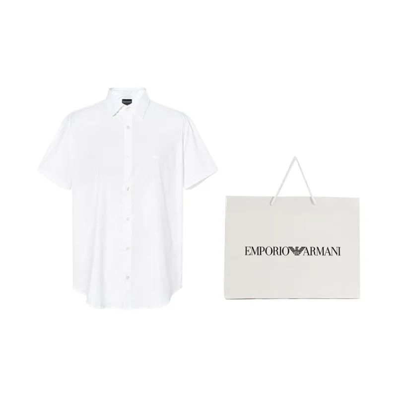 EMPORIO ARMANI SS22 Cotton Regular Fit Short Sleeve Men's Shirt-2