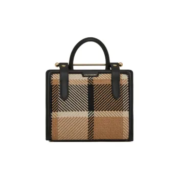 Strathberry Smooth Calf Leather Tote Bag Shopping Bag Shoulder Bag Crossbody Bag Handbag Mini Women's Black & Camel