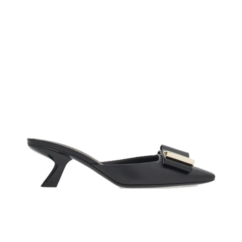 FERRAGAMO Rubber Sole Slip-Resistant Wrap-toe Slippers Women's Black-1