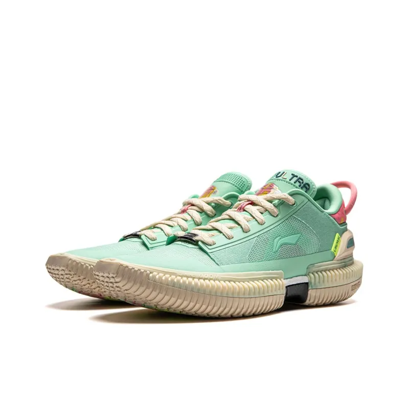 LiNing Anti Slip Wear Resistant Low Top Basketball Shoes Men's Cooling Green-2