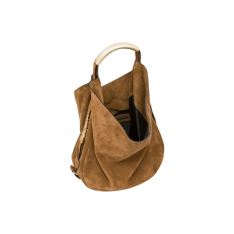 MOSCHINO Calfskin Handbag Shoulder Bag Medium Size Women's Brown-2