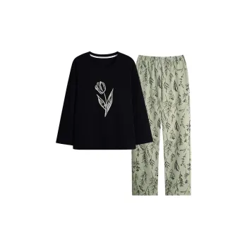 MIIOW Trend Party Series Pajama Set Women's Shiny Black Print
