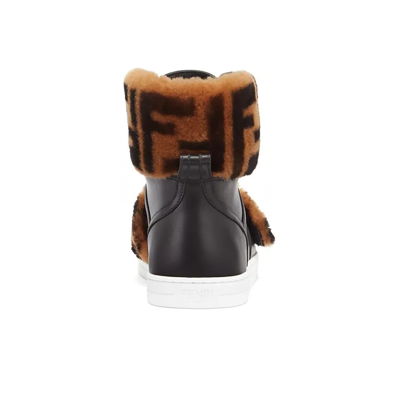 FENDI High Top Black Logo Fur Women's-3