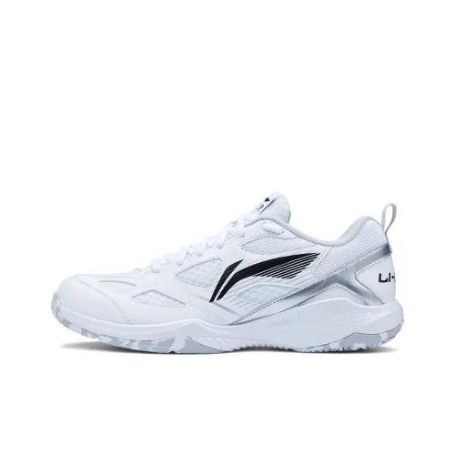 LiNing Anti Slip Wear Resistant Low Top Badminton Shoes Unisex Standard White Black