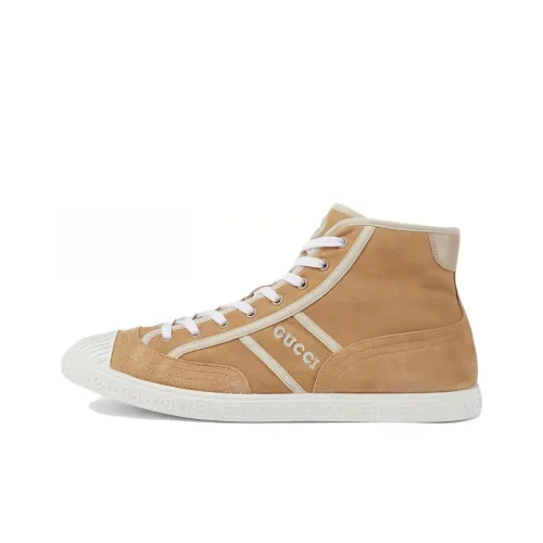 GUCCI Skateboard Shoes Men High-Top Beige