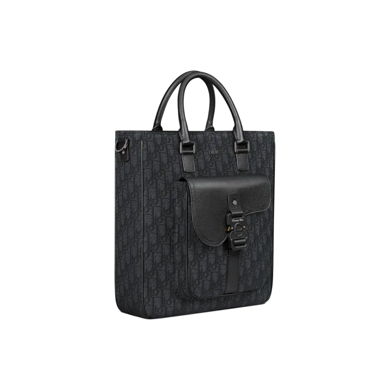 DIOR Saddle Oblique Jacquard Canvas Tote Bag, Shopping Bag, Shoulder Bag, Crossbody Bag, Handbag Regular Men's Black-2