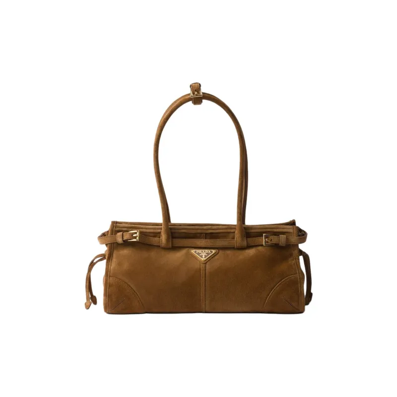 PRADA Suede One Shoulder Handbag Medium Size Women's Cinnamon-0