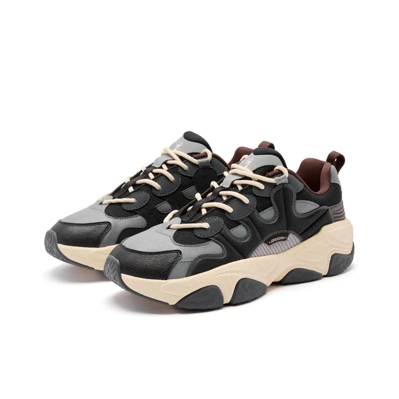 QIAODAN Wilder Coverage Height Increasing Abrasion Resistant Slip Resistant Low Top Casual Shoes Men's Black Gray-2