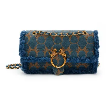 CHRISBELLA Denim Crossbody Bag, Shoulder Bag Medium Size Women's Blue