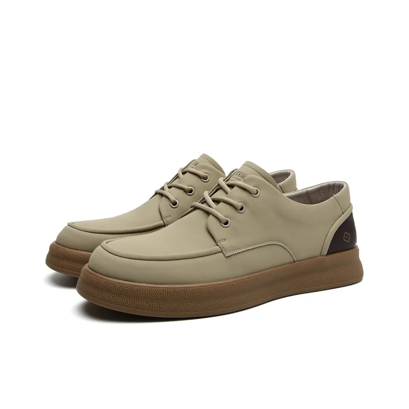 HLA Vintage Platform Comfortable Casual Leather Shoes Men's Workwear Low-Top-8