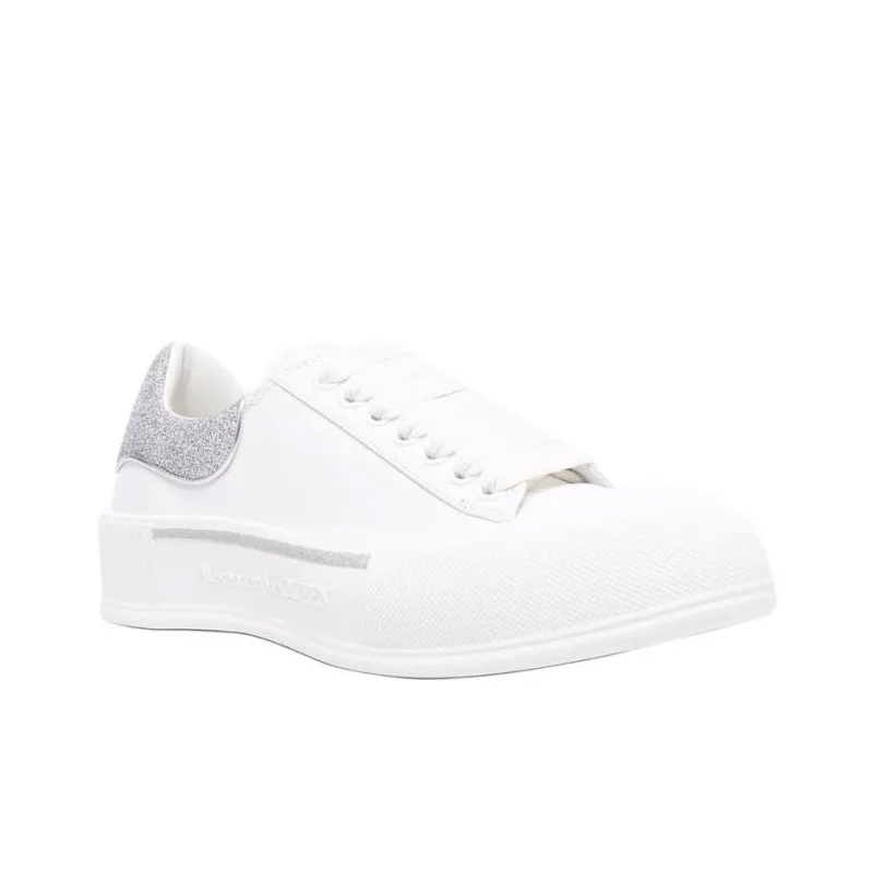 Alexander McQueen Deck Oversized Low Top Stylish Skateboarding Shoes Men's White Gray-2