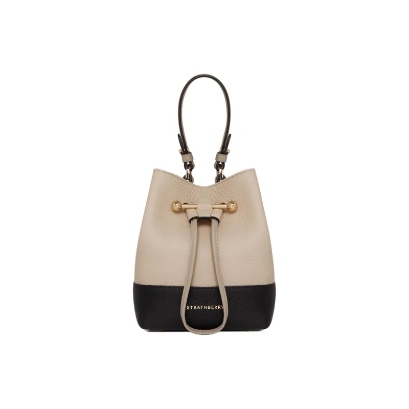 Strathberry Grained Calfskin Handbag Shoulder Bag Crossbody Bag Women's Black/White Wheat-0