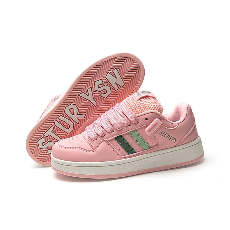 STUR YSN Wear resistant And Lightweight Low Top Skateboard Shoes Unisex Pink Green-6