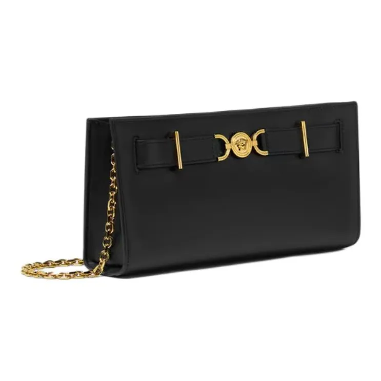 VERSACE Medusa '95 Calfskin One Shoulder Crossbody Clutches Women's Black-1