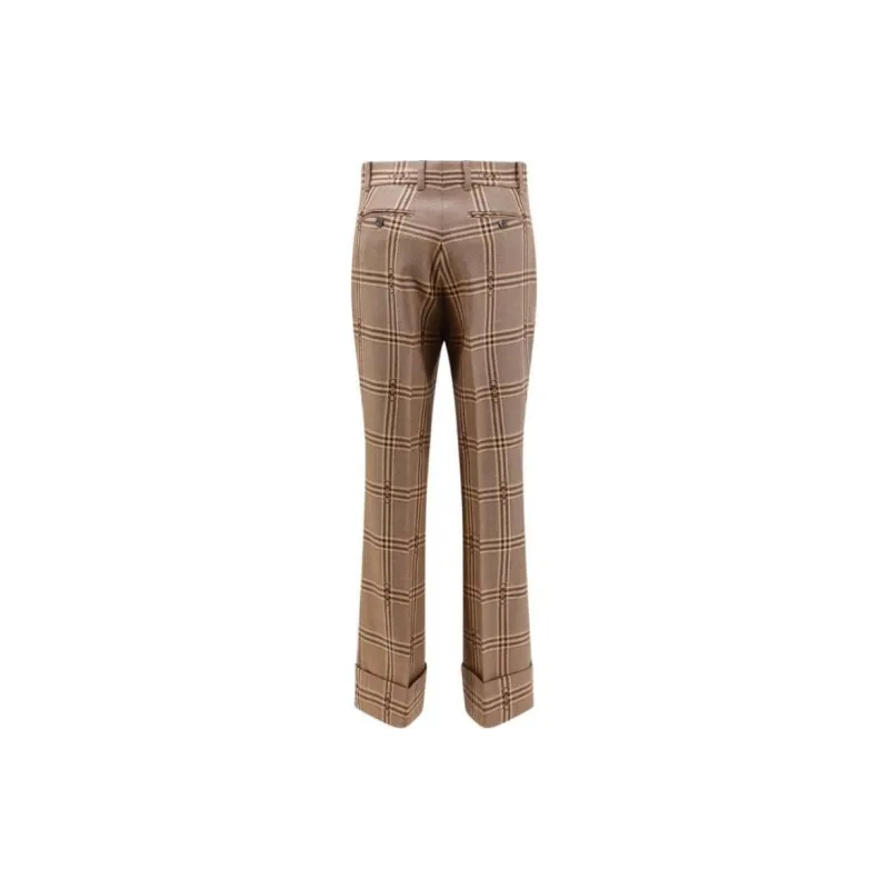 GUCCI Horsebit-check Flared Trousers-1
