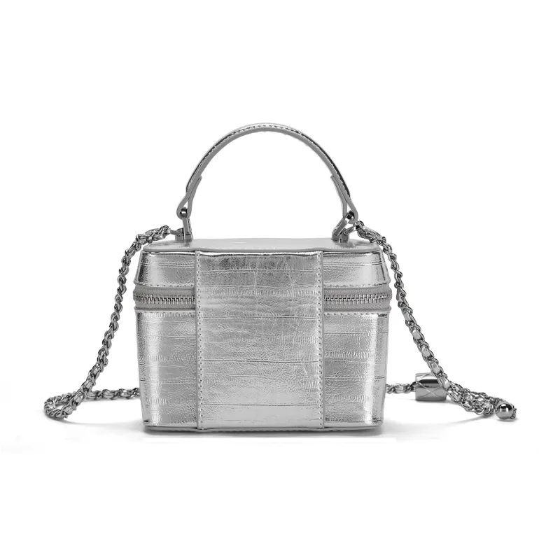 ST&SAT Synthetic Leather One Shoulder Handbags Regular Women's Ecru/Silver/Black-7