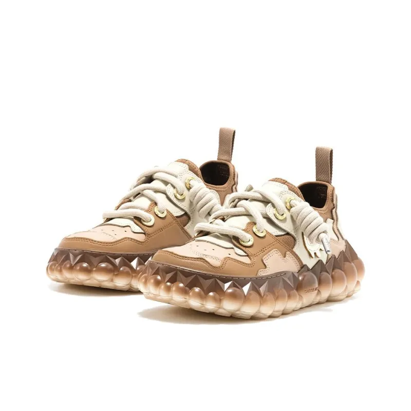 OETZI Fusion Ice Series Casual Shoes Unisex Low Top Brown & Khaki-1