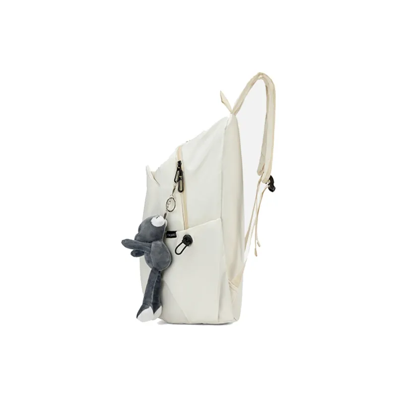 CORALDAISY Fabric Backpack Unisex Cream White-3