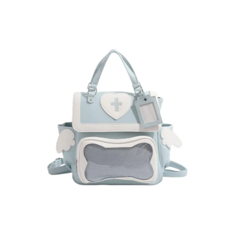 HACIN Pu Handbag Backpack Regular Women's Blue-3