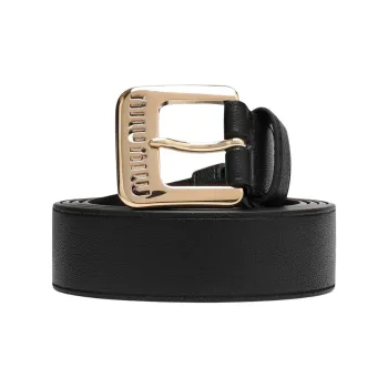 MIU MIU Solid Color Design Leather Leather Belts Women's Black 4CM