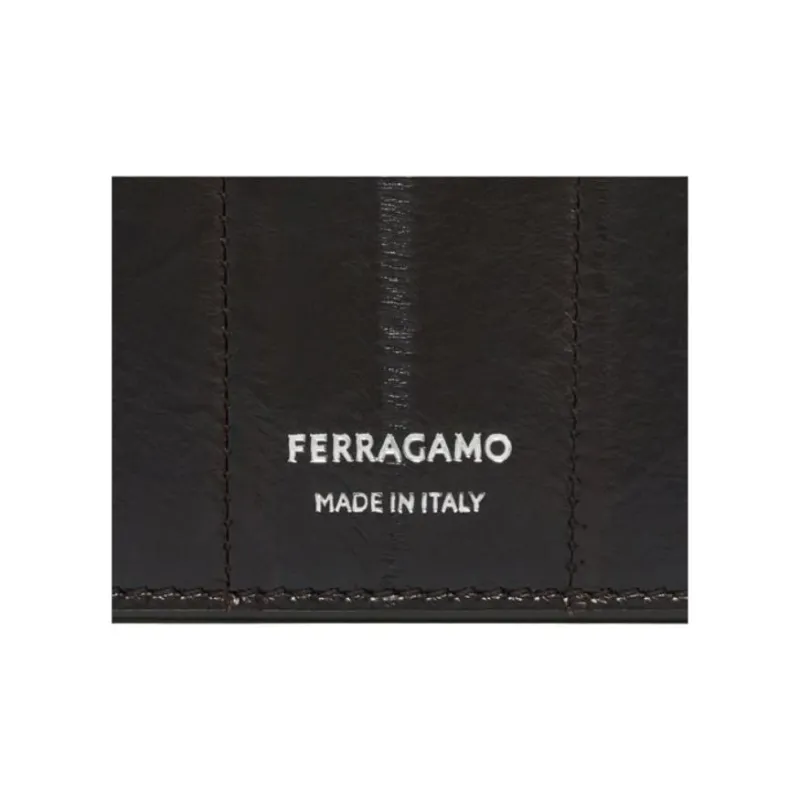 FERRAGAMO Eel Skin Wallet Men's Dark Umber-1