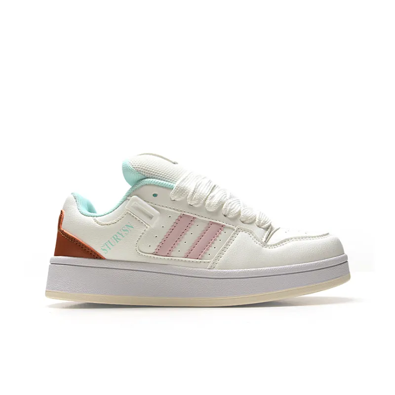 STUR YSN Low Top Skateboard Shoes Women's White Pink Moon-1