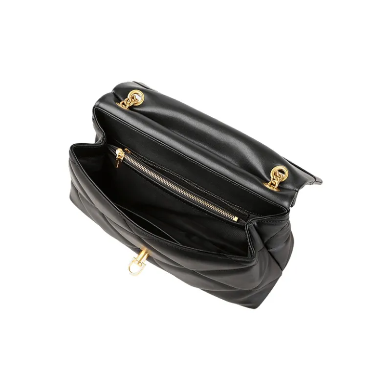 Clannad Cow Leather Shoulder Bag Large Size Women's Black-3