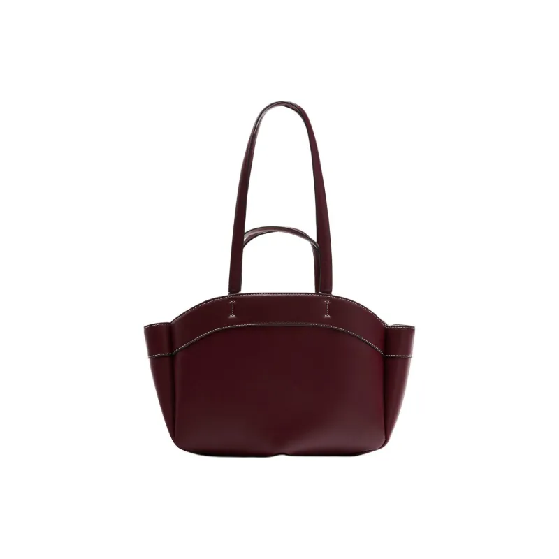 ZARA PU Handbag Large Size Women's Dark Red-0