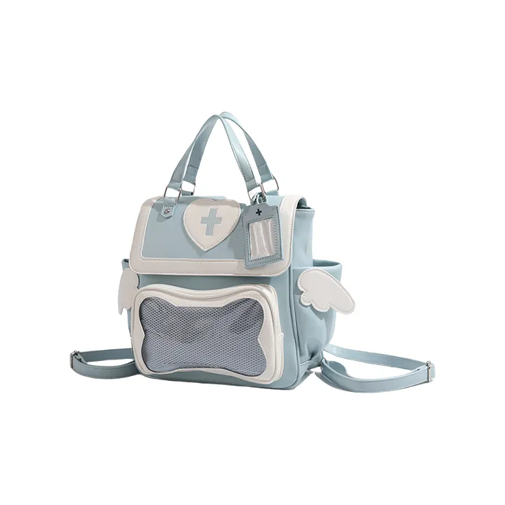 HACIN Pu Handbag Backpack Regular Women's Blue-1
