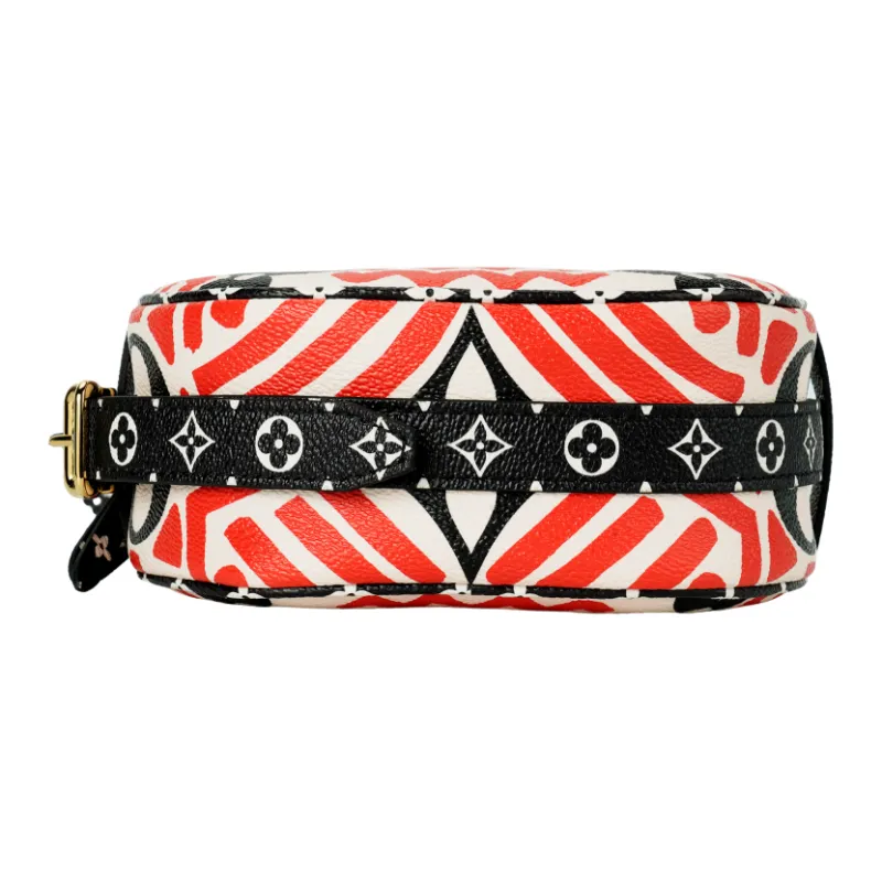 LOUIS VUITTON Coated Canvas With Cow Leather Trim Shoulder Bag, Crossbody Bag Small Size Women's Black/Red-6