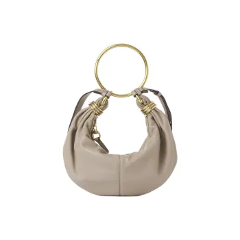 Chloe Shiny Grained Calfskin Vagabond Bag Shoulder Bag Small Size Women's Gray