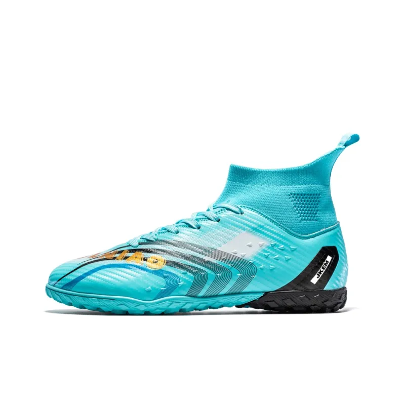 JKEM Soccer Shoes Unisex Mid Top White Gold/Black Gold/Gold/Aqua-38