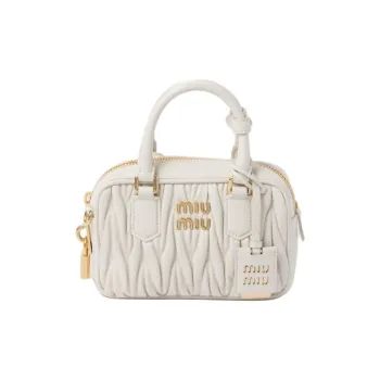 MIU MIU Arcadie Series Leather Shoulder Bag, Crossbody Bag, Handbag Trumpets Women's White