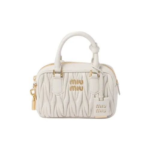MIU MIU Arcadie Series Leather Shoulder Bag, Crossbody Bag, Handbag Trumpets Women's White