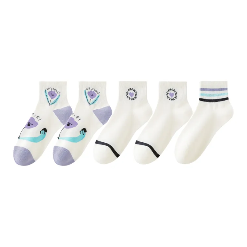 Lan Miao Mid Calf Socks Women's 5 Pack-7