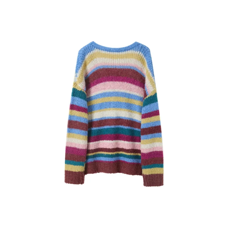 3COLOUR Sweater Women's Sky Blue Stripes-1