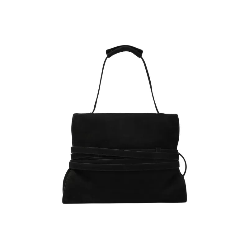 MOSCHINO Suede Shoulder Bag, Crossbody Bag, Handbag Trumpets Women's Black-2