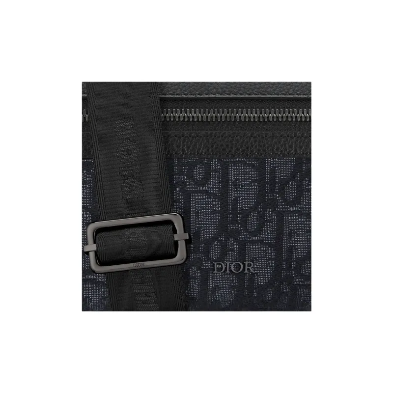 DIOR Oblique Jacquard Canvas With Grainy Calfskin Messenger Bag, Shoulder Bag, Crossbody Bag Men's Black-5