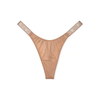 Victoria's Secret Very Sexy Shine Strap Rose Lace Thong Panty / Praline Underpants Women's 1 Pack Praline