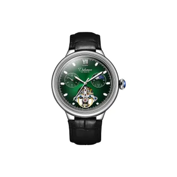 Dulunwe Automatic Mechanical Movement Genuine Leather Strap Watch Men's Watches Green Dial