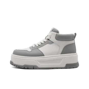 BELLE Height Increasing Wear-Resistant Slip-Resistant High-Top Skateboard Shoes Women's Gray Brown Black