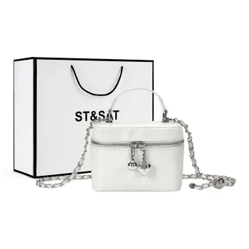 ST&SAT Synthetic Leather One Shoulder Handbags Regular Women's Ecru/Silver/Black