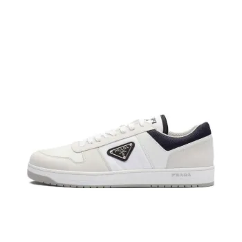 PRADA Downtown Leather Re Nylon Sneaker White Blue