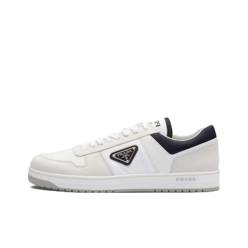 PRADA Downtown Leather Re Nylon Sneaker White Blue-0