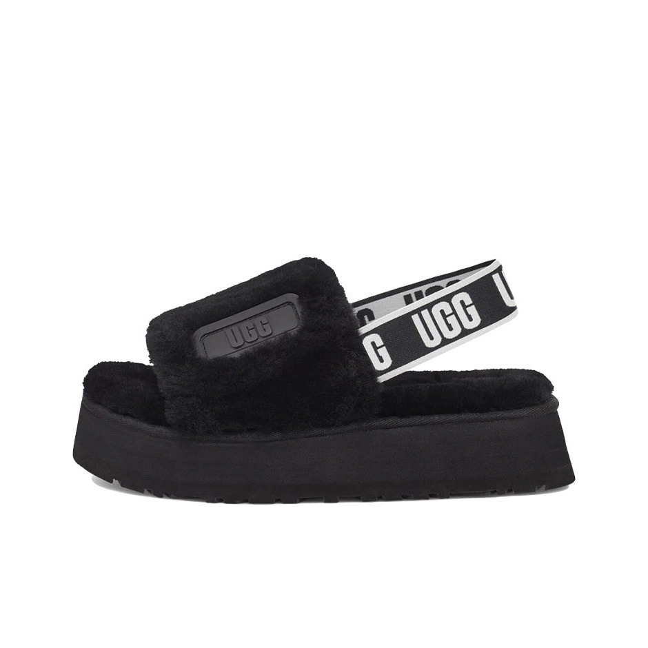 UGG★UGG キッズ ディスコ スライド★Disco Slide アグ UGG W DISCO SLIDE 黒 イエロー 22㎝ ディスコスライド