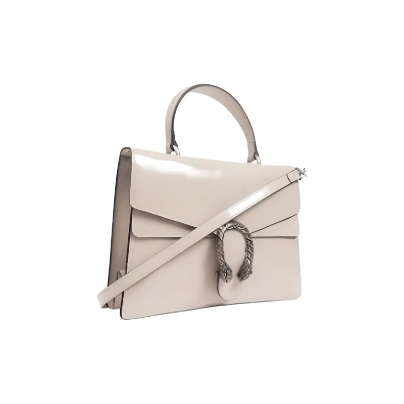 GUCCI Dionysus Patent Leather Shoulder Bag, Crossbody Bag, Handbag Medium Size Women's Light Gray-2