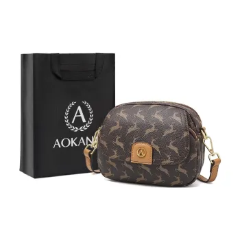 AOKANG PVC Small Round Bag, Crossbody Bag, Shoulder Bag, Shoulder Bag Regular Women's Cocoa Coffee/Nut Apricot